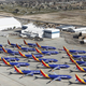 A number of Southwest Airlines Boeing 737 MAX aircraft are parked at Southern California Logistics Airport on March 27, 2019 in Victorville, California.
